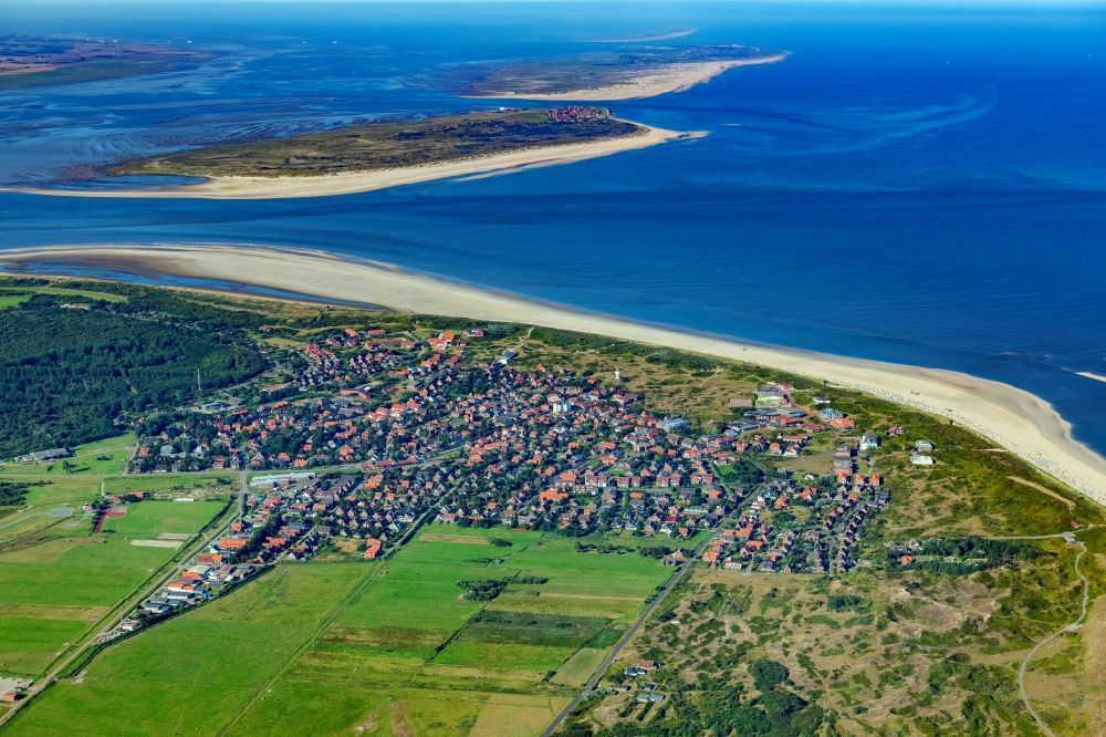Langeoog from above - Beach landscape on the North Sea in Langeoog in the state Lower Saxony