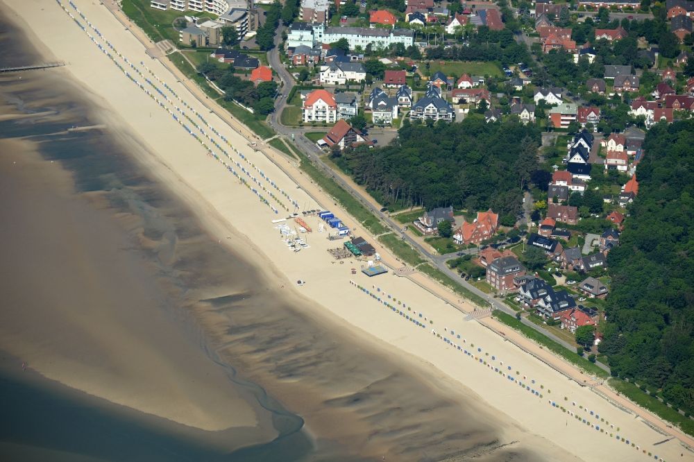 Wyk auf Föhr from above - Beach landscape on the North Sea in Wyk auf Foehr in the state Schleswig-Holstein