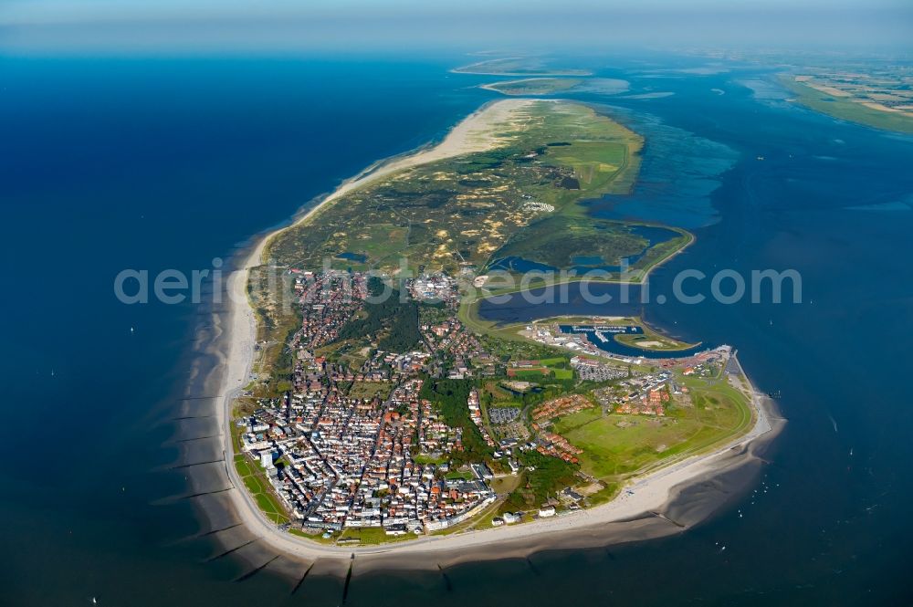 Aerial image Norderney - Beach landscape on the North Sea to island Norderney in the state Lower Saxony