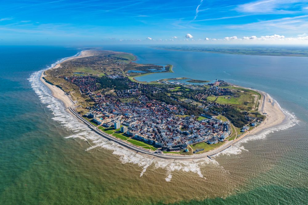Norderney from above - Beach landscape on the North Sea to island Norderney in the state Lower Saxony
