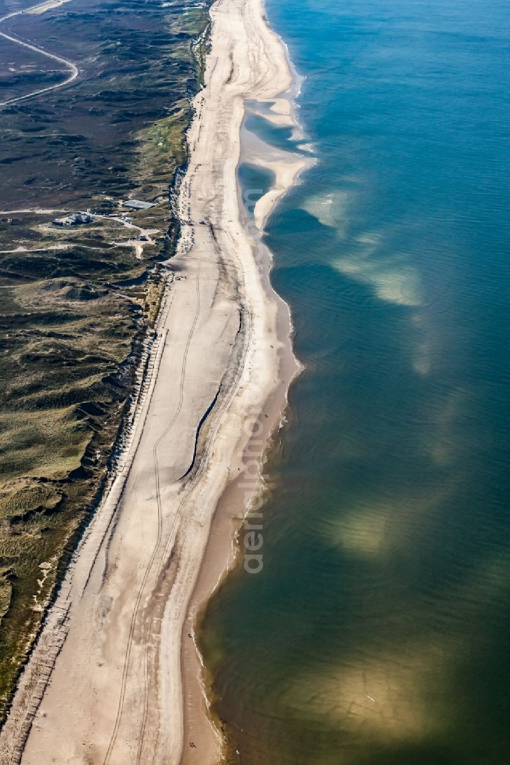 List from above - Beach landscape along the in the district Ellenbogen in List in the state Schleswig-Holstein, Germany