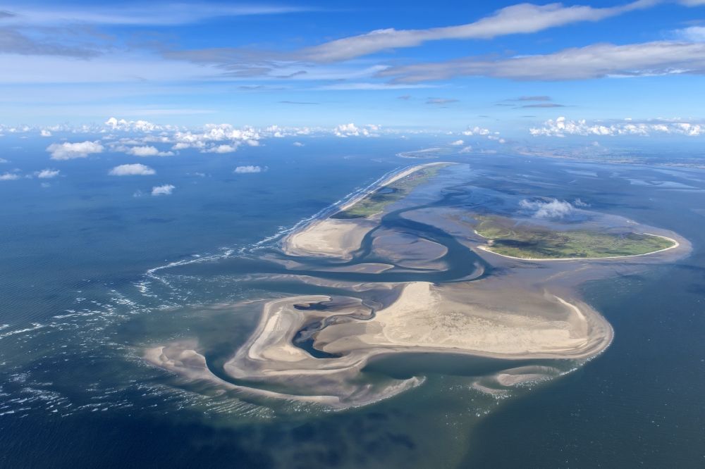 Juist from above - Beach landscape on the Island of Juist Memmert,Kachelotplate in the state Lower Saxony