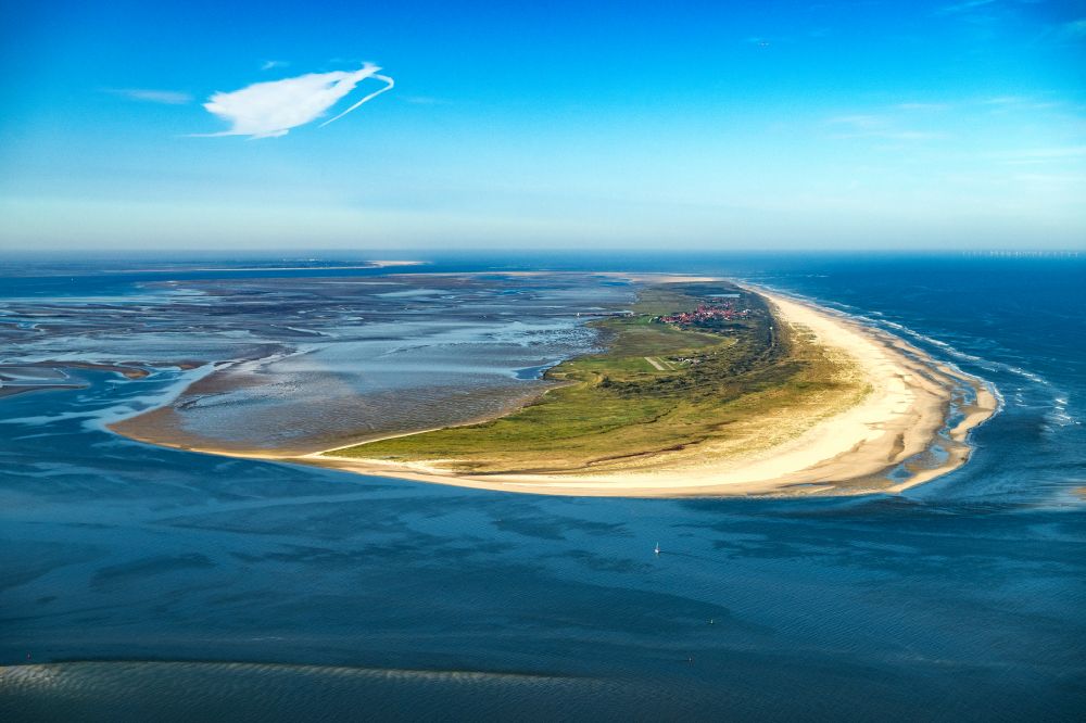 Aerial image Juist - Beach landscape on the Island of Juist in the state Lower Saxony