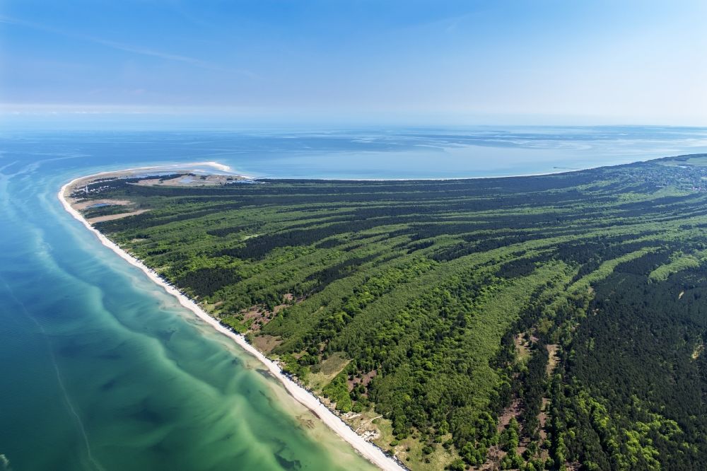 Aerial image Born am Darß - Beach landscape along the of Baltic Sea in Darsser Ort in the state Mecklenburg - Western Pomerania, Germany