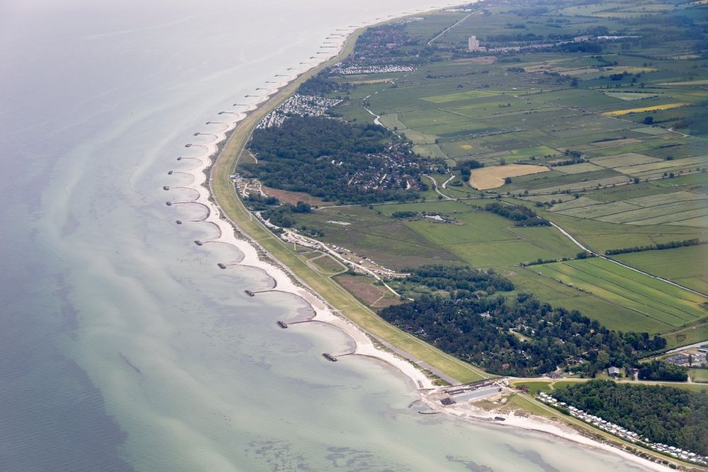 Aerial image Heidkate - Beach landscape on the Baltic Sea in Heidkate in the state Schleswig-Holstein