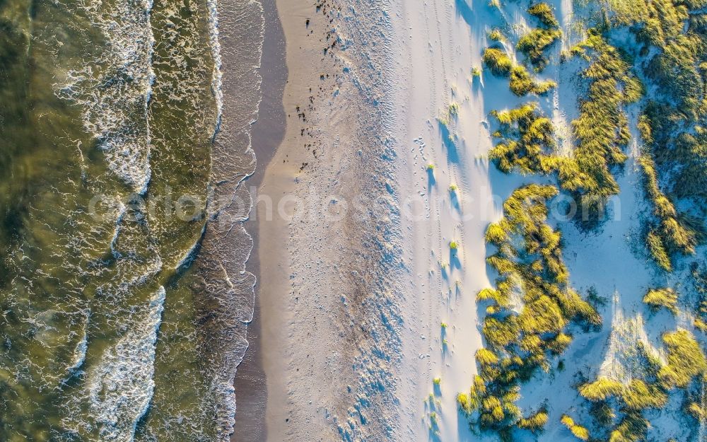 Aerial image Dueodde - Beach landscape along the the Baltic Sea island of Bornholm in Dueodde in Region Hovedstaden, Denmark