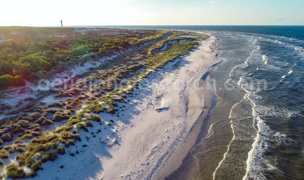 Aerial image Dueodde - Beach landscape along the the Baltic Sea island of Bornholm in Dueodde in Region Hovedstaden, Denmark