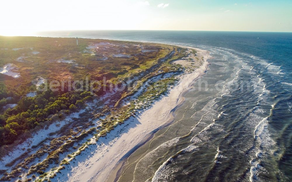 Aerial photograph Dueodde - Beach landscape along the the Baltic Sea island of Bornholm in Dueodde in Region Hovedstaden, Denmark