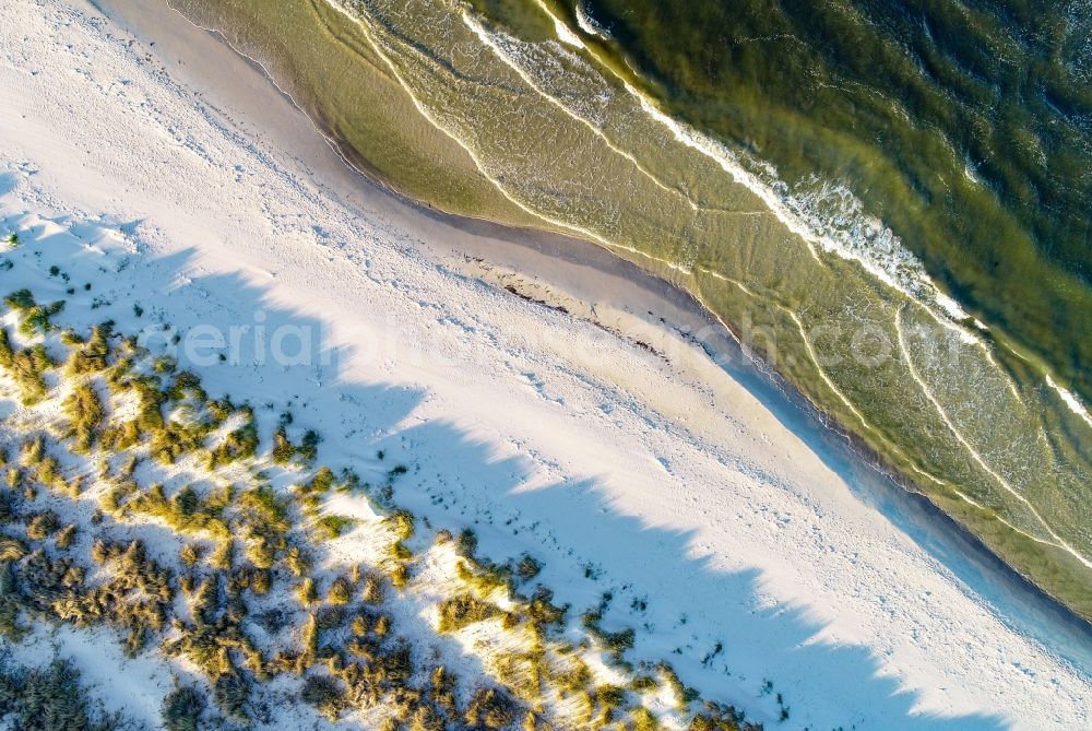 Aerial photograph Nexö - Beach landscape along the the Baltic Sea island of Bornholm in Nexoe in Region Hovedstaden, Denmark