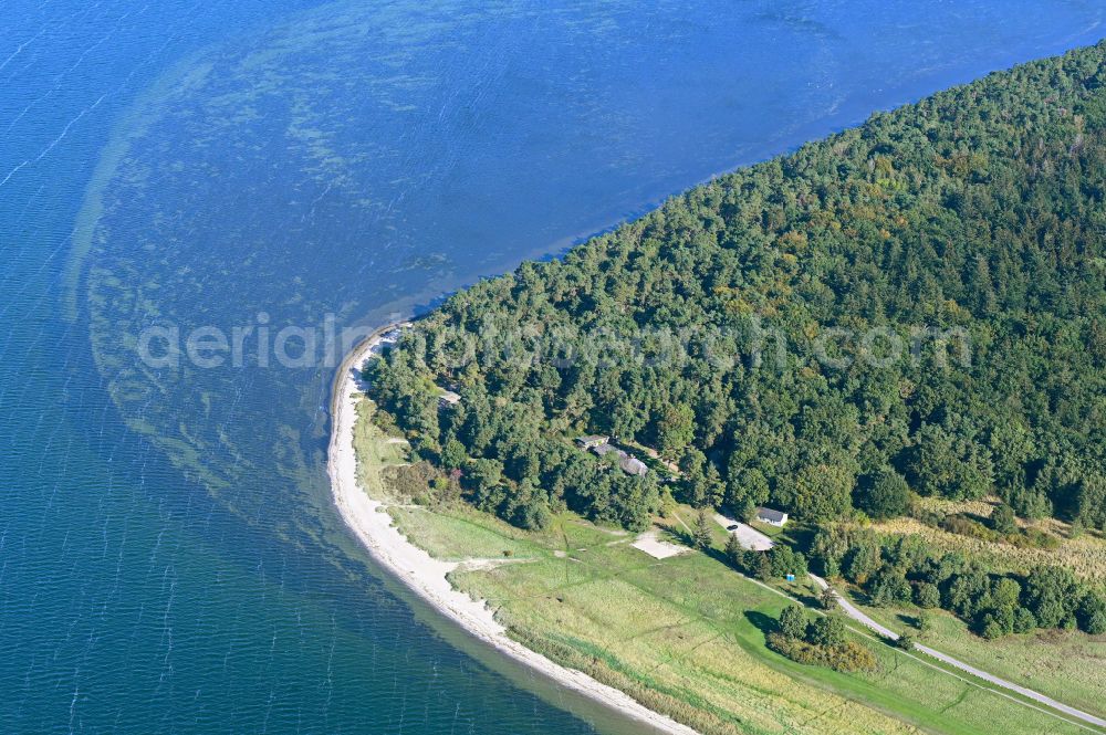 Aerial image Loissin - Beach landscape along the of Baltic Sea on street Strandweg in Loissin in the state Mecklenburg - Western Pomerania, Germany
