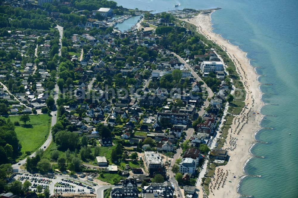 Aerial image Timmendorfer Strand - Beach landscape on the Baltic Sea at the Timmendorfer beach in the state Schleswig-Holstein, Germany