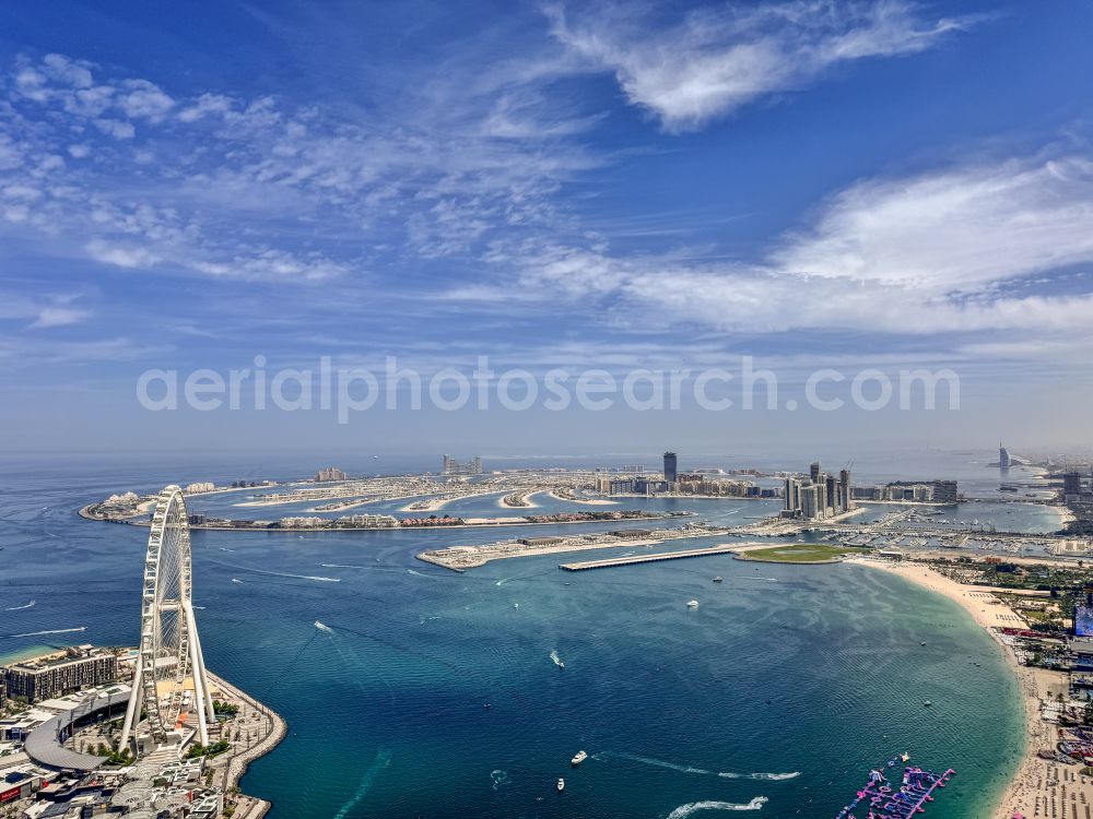 Dubai from above - Beach landscape along the in the Persian Gulf on street Al Mamsha Street in Dubai in United Arab Emirates