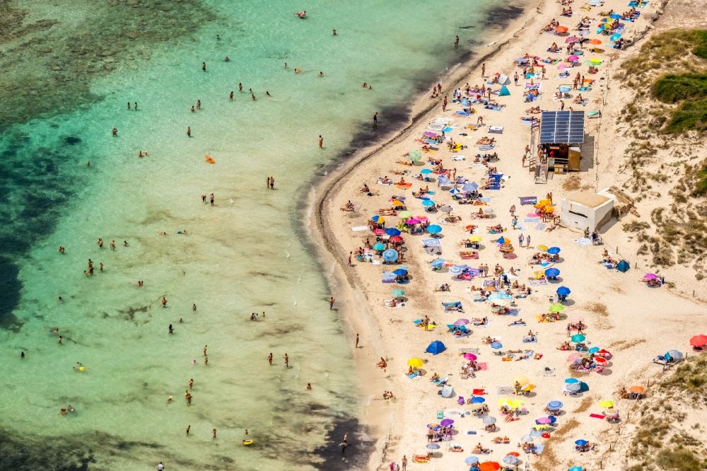 Campos from above - Beach landscape along the Platja of Trenc in Campos in Islas Baleares, Spain