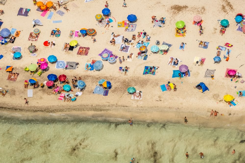 Campos from the bird's eye view: Beach landscape along the Platja of Trenc in Campos in Islas Baleares, Spain