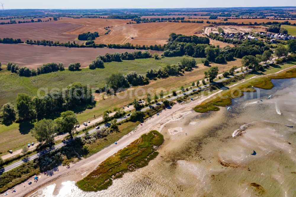 Hohenkirchen from above - Beach landscape along the of Baltic Sea in Hohenkirchen in the state Mecklenburg - Western Pomerania, Germany
