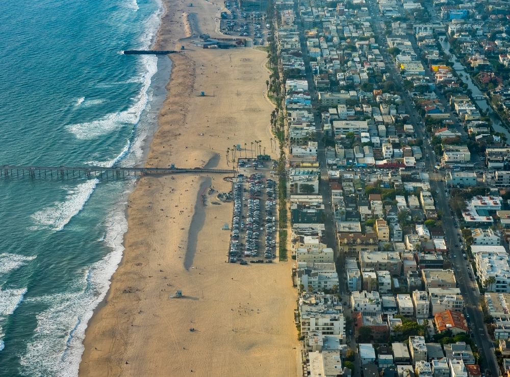 Los Angeles from the bird's eye view: Sand beach Venice Beach in Los Angeles in California, USA