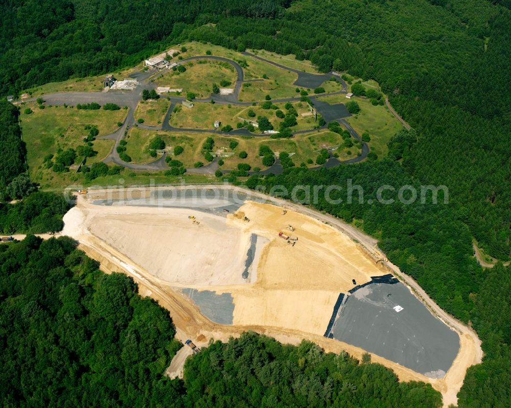 Gießen from the bird's eye view: Renovation, sealing and restoration work on the site of the refurbished landfill in Giessen in the state Hesse, Germany
