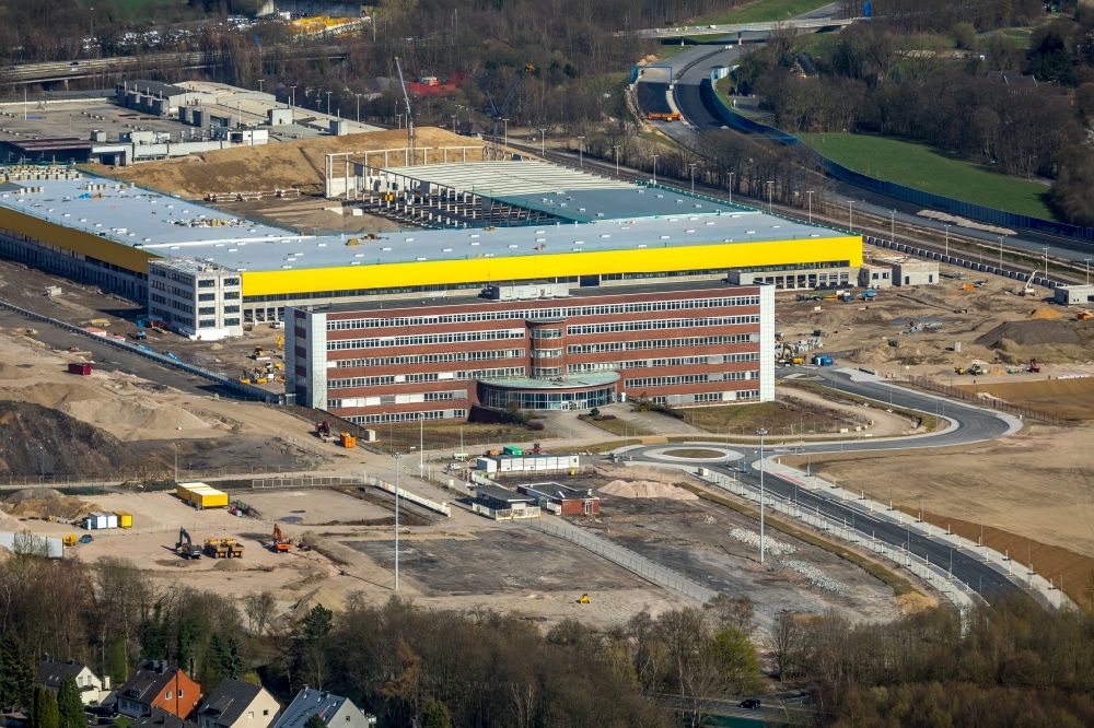 Aerial photograph Bochum - Construction site to build a new office and commercial building O-Werk on Opelring in Bochum in the state North Rhine-Westphalia, Germany