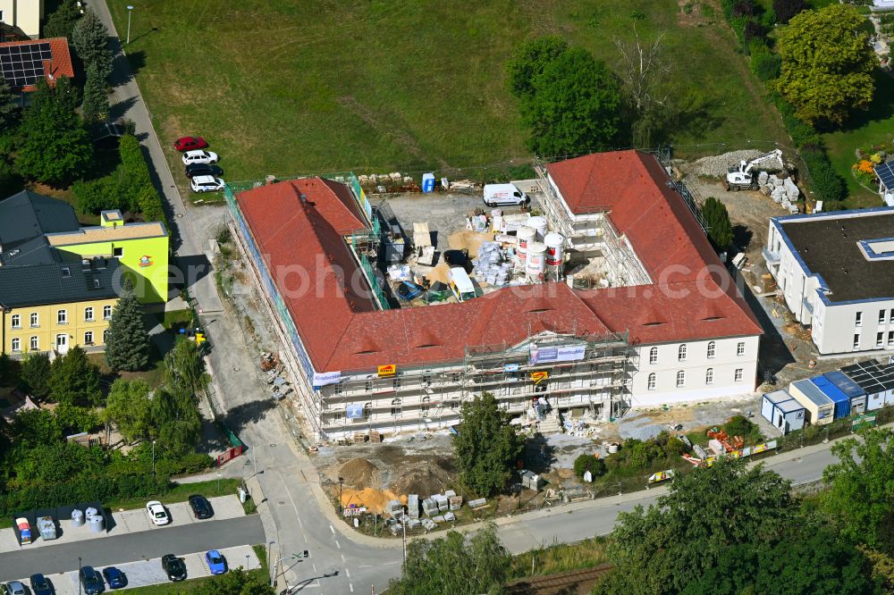 Kamenz from above - Construction site for reconstruction and modernization and renovation of a building of alten Krankenhauses Kamenz and ehemaligen Barmherzigkeitsstifte in Kamenz in the state Saxony, Germany