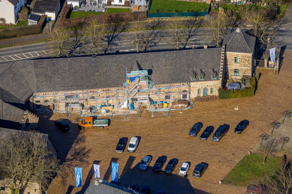 Aerial image Opherdicke - Construction site for reconstruction and modernization and renovation of a building the formerly Schafstall on Haus Opherdicke on street Schlossallee in Opherdicke at Ruhrgebiet in the state North Rhine-Westphalia, Germany