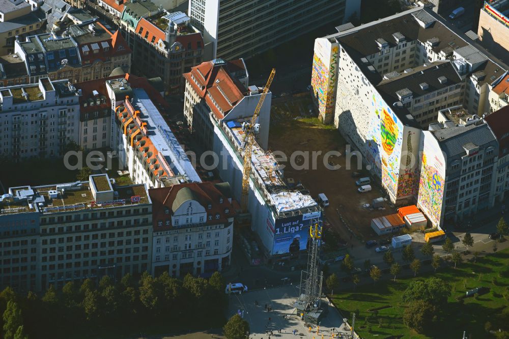 Aerial image Leipzig - Construction site for reconstruction and modernization and renovation of a building on Nikolaistrasse - Richard-Wagner-Strasse in the district Zentrum in Leipzig in the state Saxony, Germany