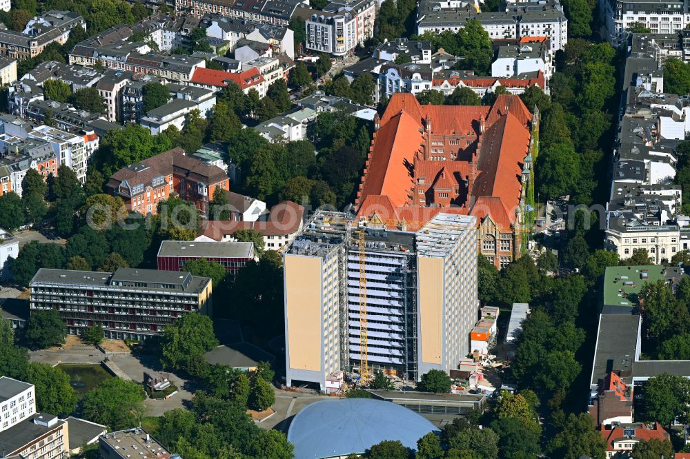 Aerial photograph Hamburg - High-rise building of the university Philosophenturm on Von-Melle-Park in the district Rotherbaum in Hamburg, Germany