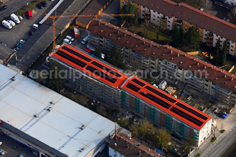 Aerial photograph Würzburg - Refurbishment and modernization of a terraced apartment complex on street Frankfurter Strasse in the district Zellerau in Wuerzburg in the state Bavaria, Germany