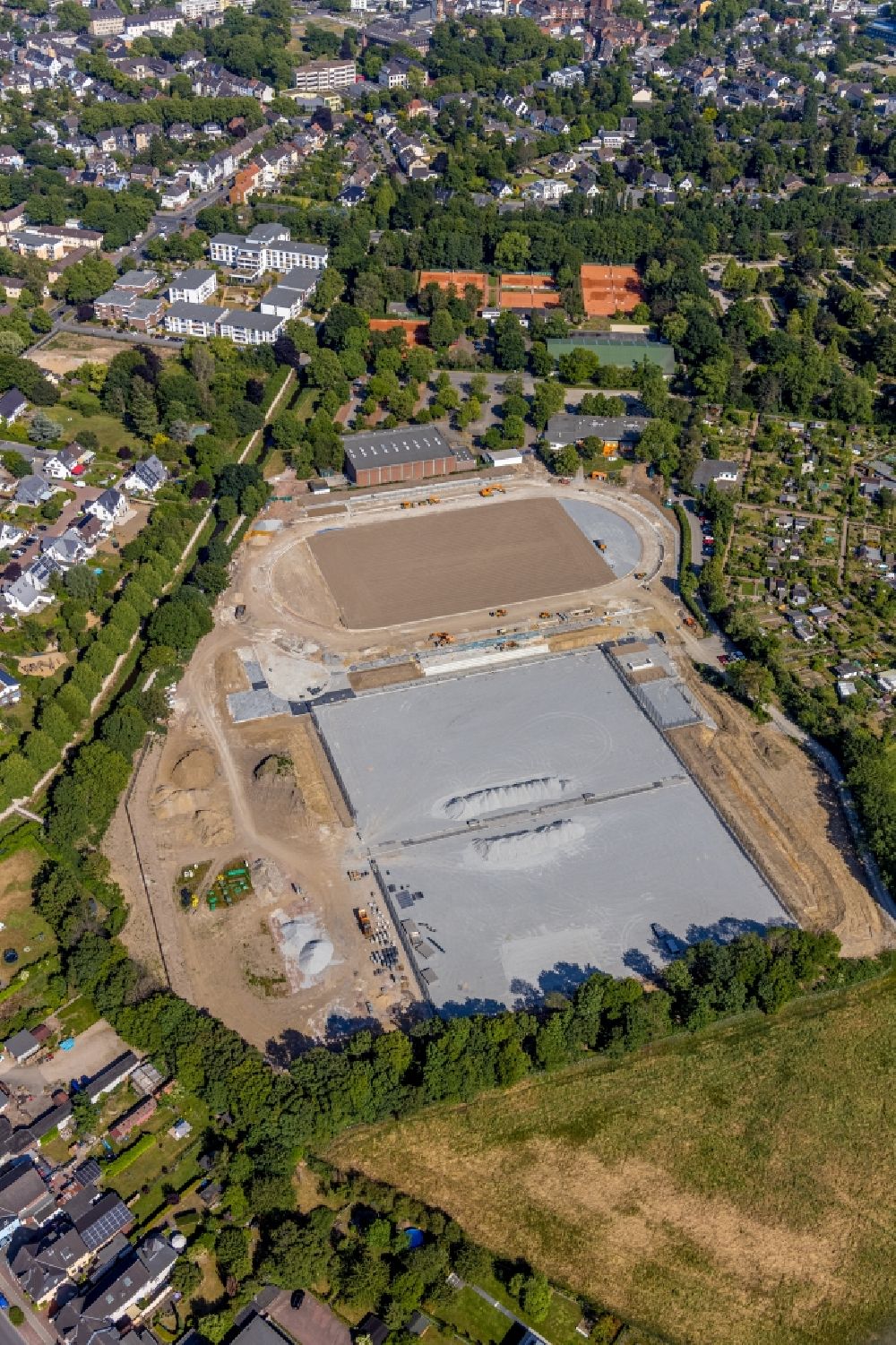 Aerial image Dinslaken - Construction site ensemble of sports grounds in Dinslaken in the state North Rhine-Westphalia