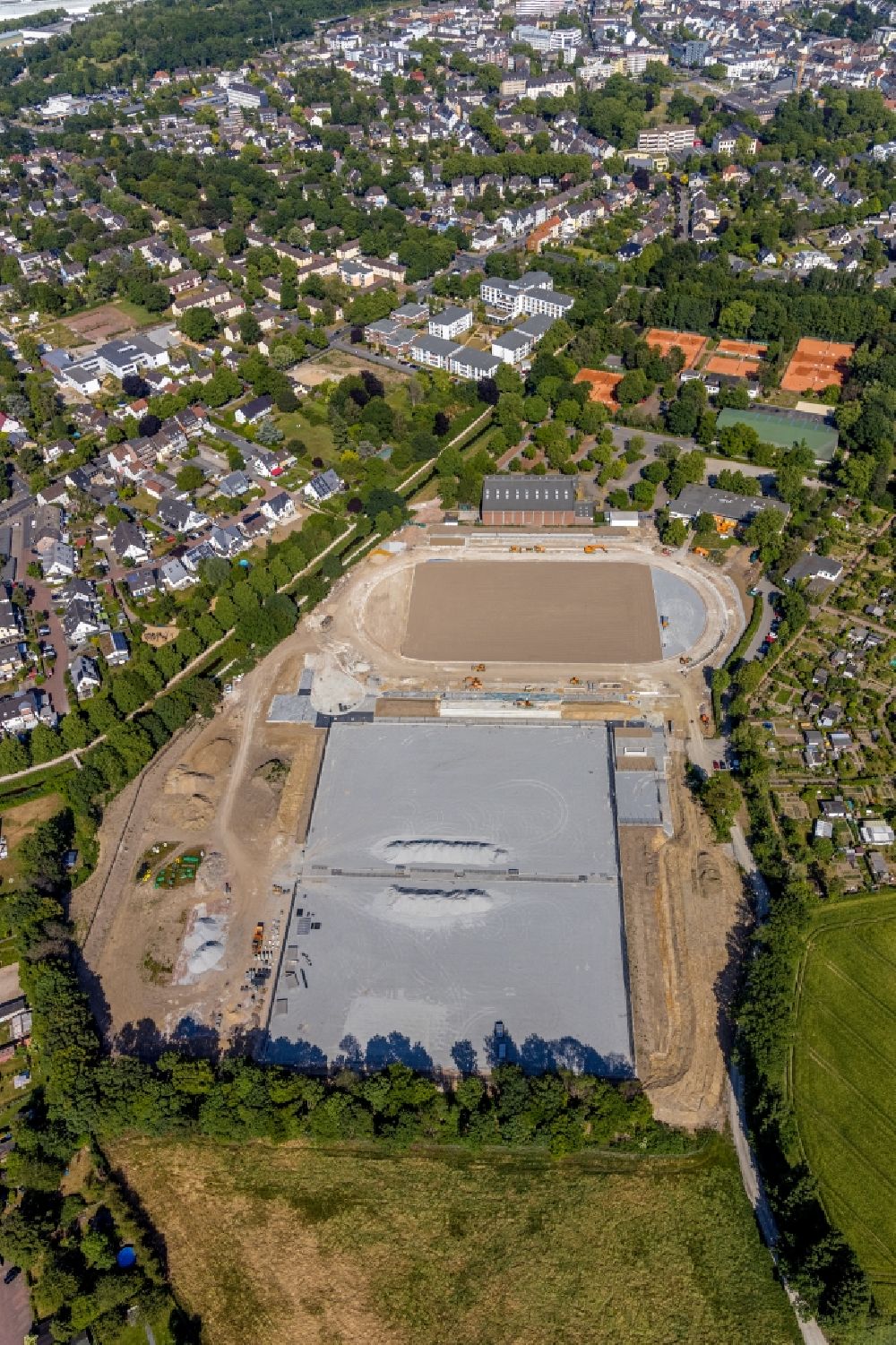 Aerial photograph Dinslaken - Construction site ensemble of sports grounds in Dinslaken in the state North Rhine-Westphalia