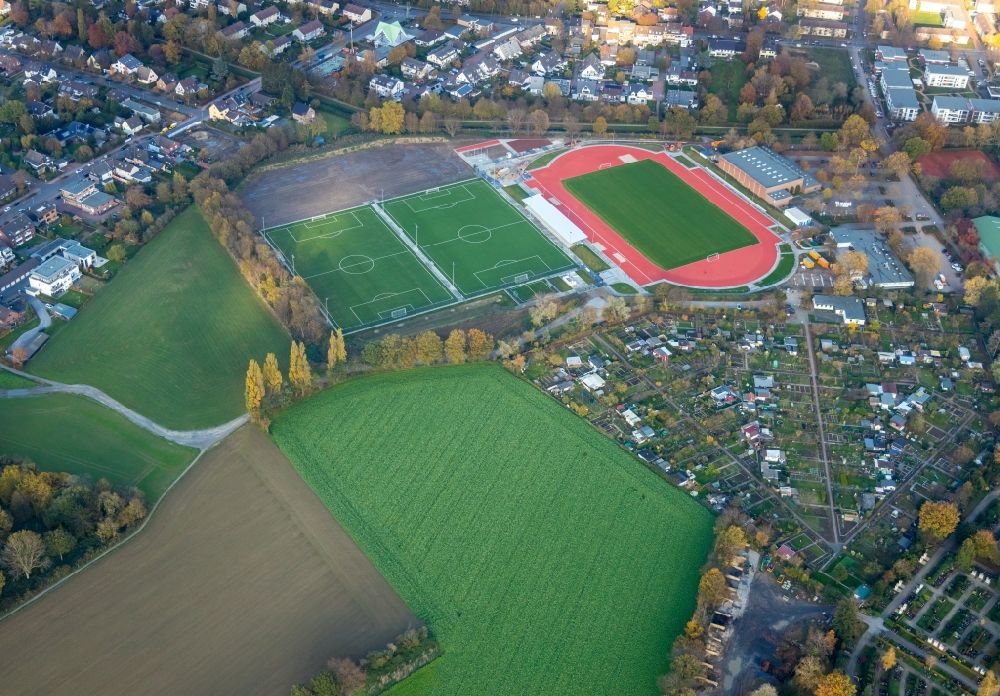 Dinslaken from above - Construction site ensemble of sports grounds in Dinslaken in the state North Rhine-Westphalia