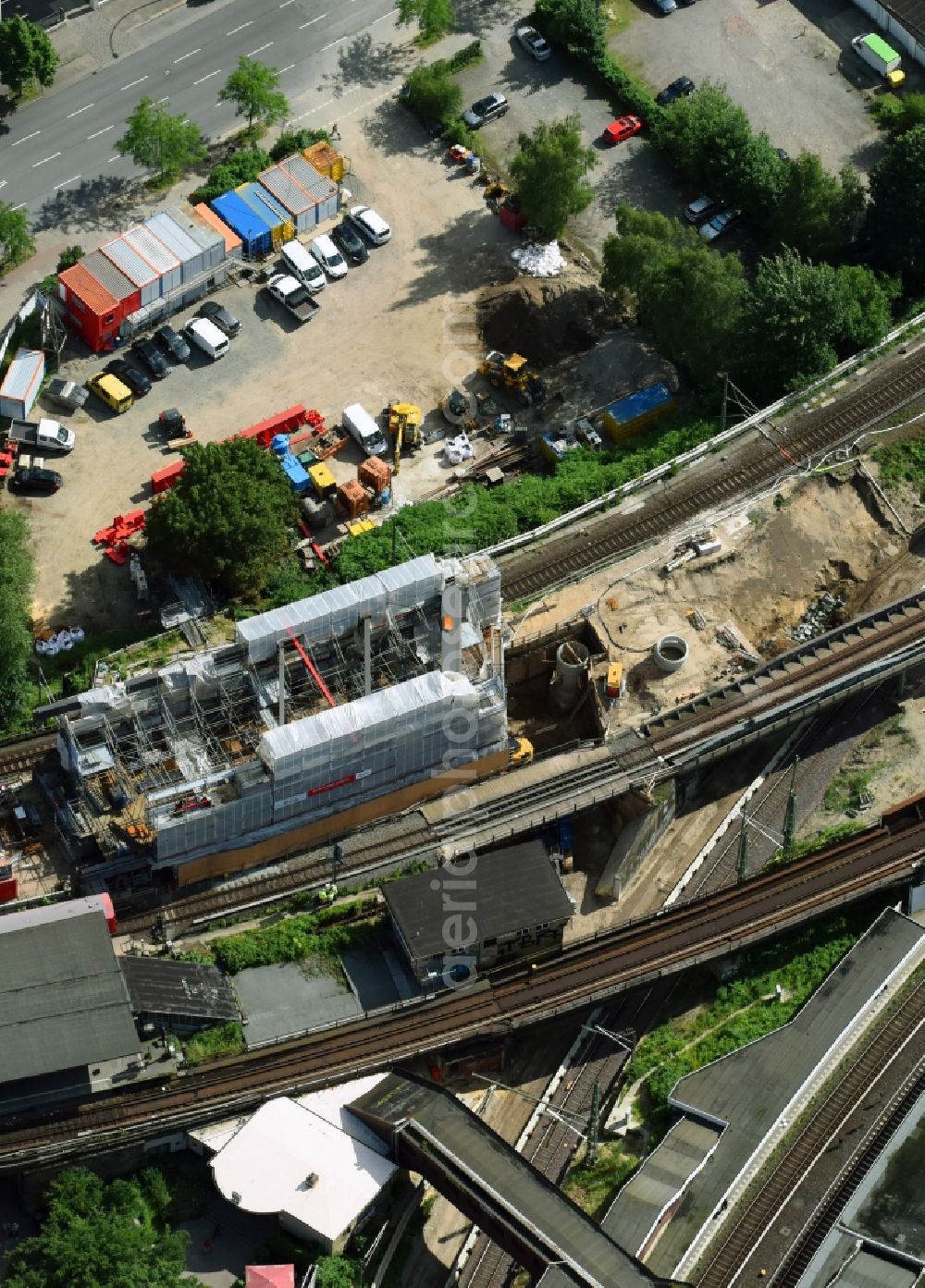 Aerial photograph Hamburg - Construction site of Station building and track systems of the S-Bahn station Hamburg Berliner Tor in Hamburg, Germany