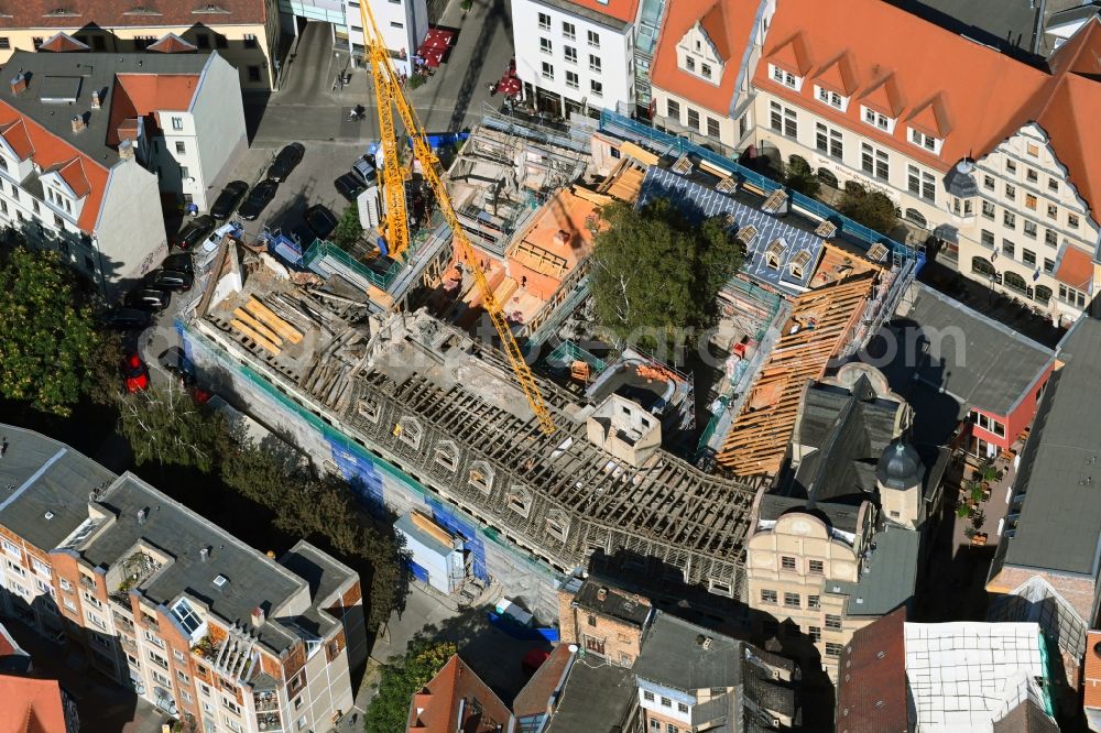 Aerial image Halle (Saale) - Construction site Tourist attraction of the historic monument of the former polyclinic - medical center on Kleine Klausstrasse in the district Altstadt in Halle (Saale) in the state Saxony-Anhalt, Germany