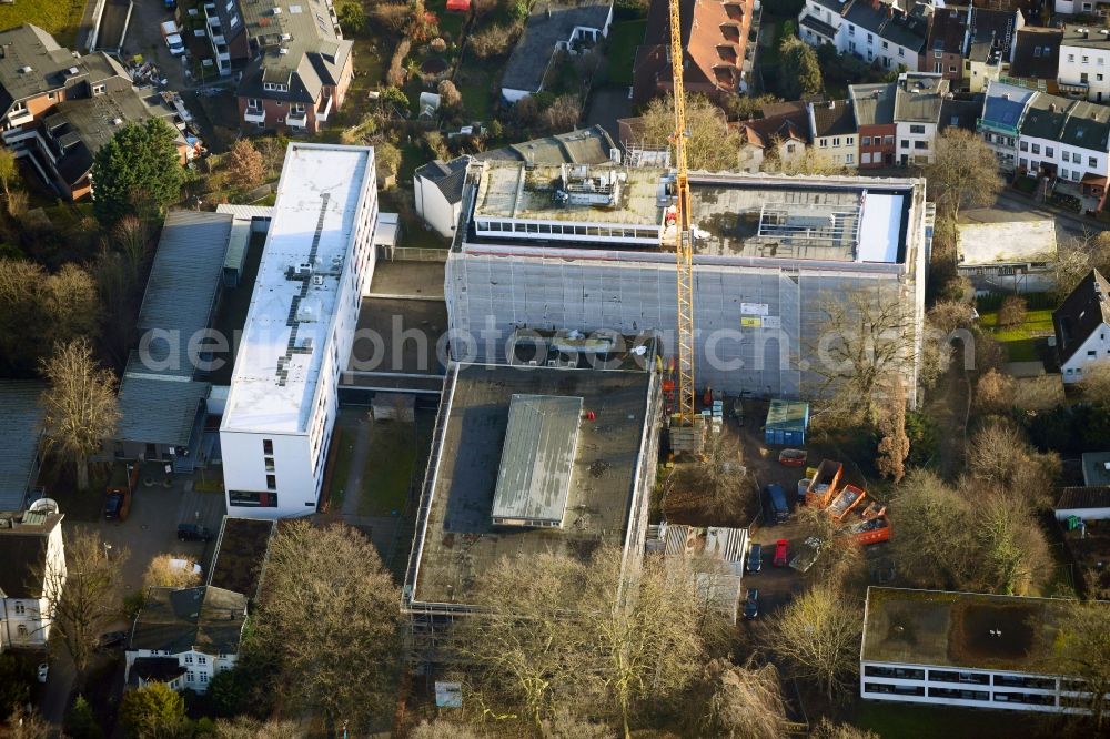 Aerial photograph Lübeck - Construction site for the rehabilitation of the District Court Luebeck Am Burgfeld in Luebeck in the state of Schleswig-Holstein, Germany
