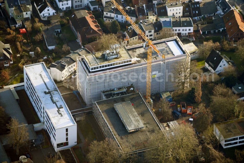 Lübeck from the bird's eye view: Construction site for the rehabilitation of the District Court Luebeck Am Burgfeld in Luebeck in the state of Schleswig-Holstein, Germany