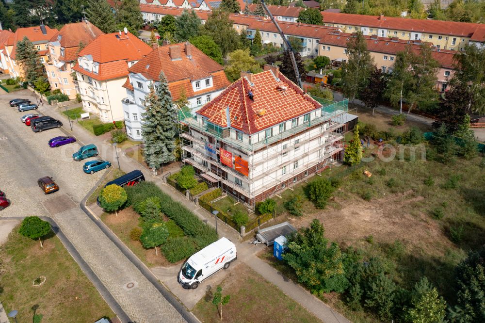 Aerial image Eberswalde - Residential area of the multi-family house settlement on street Triftstrasse in Eberswalde in the state Brandenburg, Germany