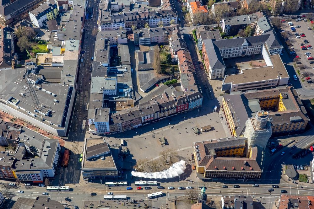 Aerial image Witten - Renovation work on the building of the city administration - Town Hall in the district of Bommern in Witten in the state of North Rhine-Westphalia