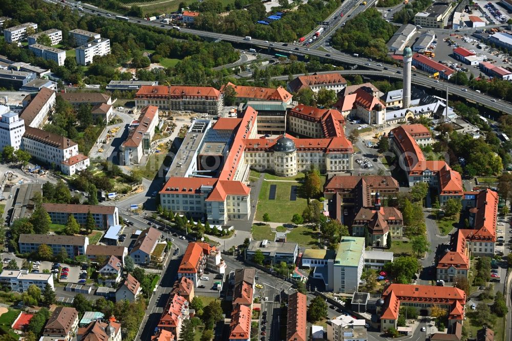 Aerial photograph Würzburg - Renovation work on hospital grounds of the Clinic UKW in Wuerzburg in the state Bavaria, Germany