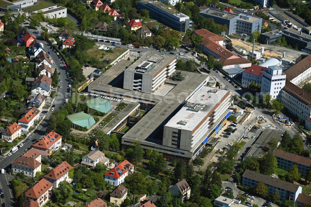Würzburg from above - Renovation work on hospital grounds of the Clinic UKW in Wuerzburg in the state Bavaria, Germany