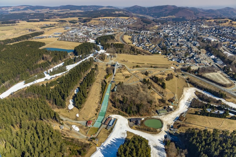 Aerial image Winterberg - The Sankt Georg ski-jumping hill in Winterberg at Sauerland in the state North Rhine-Westphalia