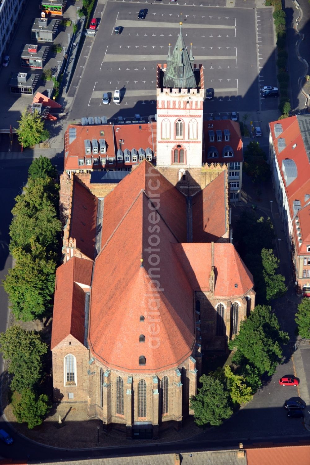 Aerial photograph Frankfurt Oder - View at the St. Mary's Church in the city of Frankfurt Oder