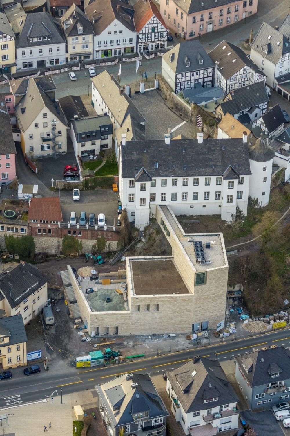 Arnsberg from above - Building of Sauerland-Museum on Ruhrstrasse in Arnsberg in the state North Rhine-Westphalia, Germany