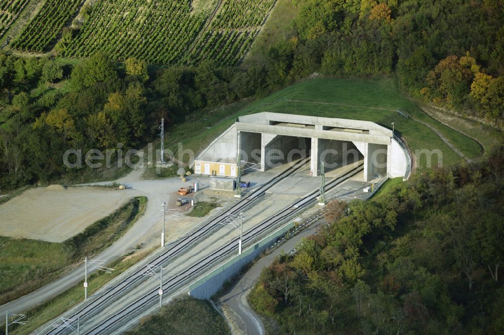 Aerial image Karsdorf - Track connections a railroad track in a railway tunnel - viaduct in Karsdorf in the state Saxony-Anhalt