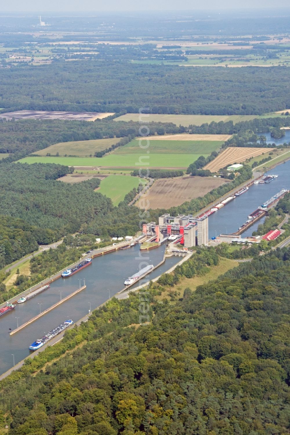 Aerial image Scharnebeck - Boat lift at Elbe-Seitenkanal in Scharnebeck in Lower Saxony