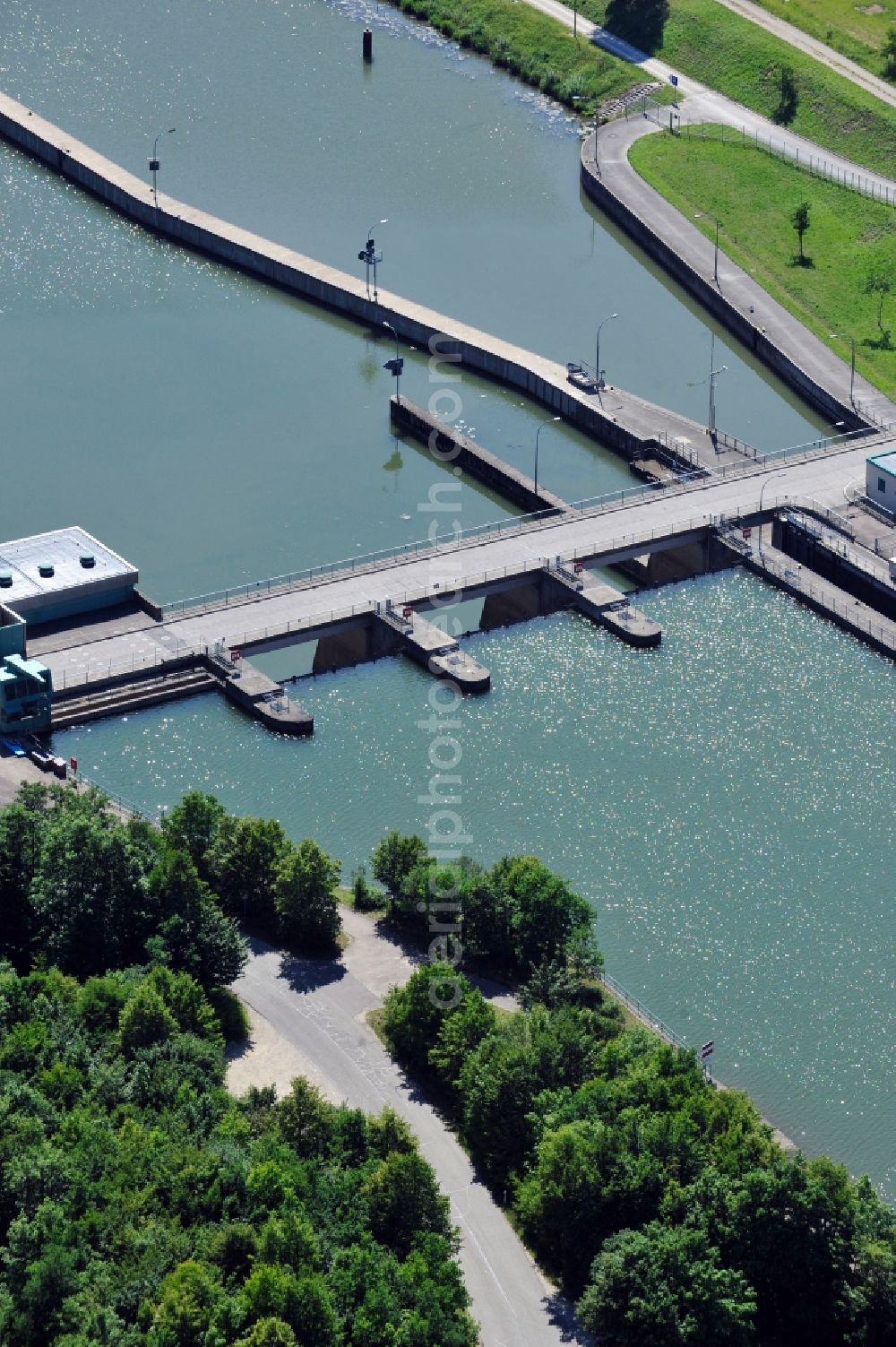 Aerial image Riedenburg - View of the lock Riedenburg in the state Bavaria