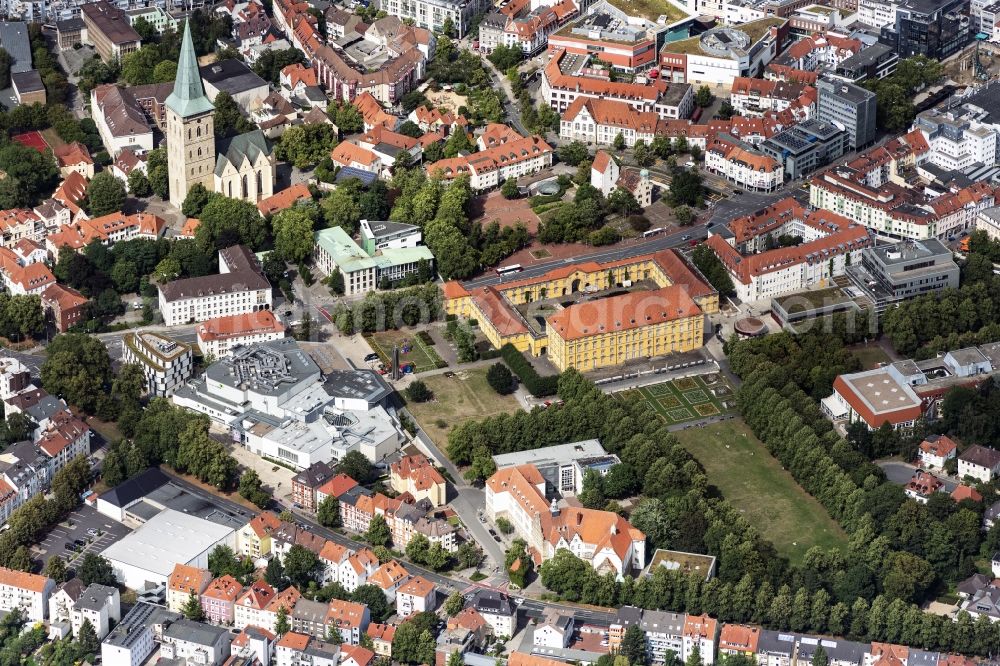 Osnabrück from the bird's eye view: Castle and Campus building of the university Osnabrueck in Osnabrueck in the state Lower Saxony, Germany