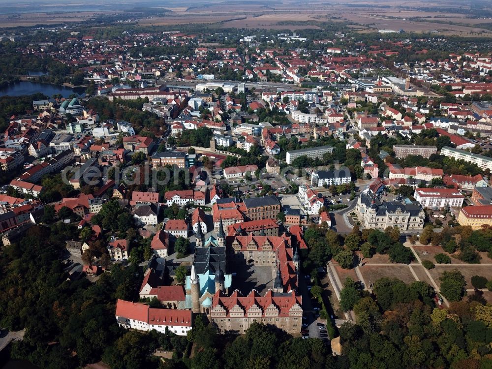 Aerial image Merseburg (Saale) - View of Castle and the Cathedral of St. Johannes and St. Laurentius, a building in the street with the Romanesque in Merseburg in Saxony-Anhalt