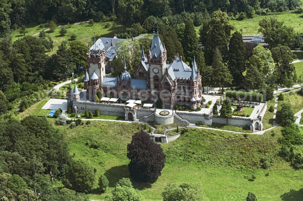 Königswinter from the bird's eye view: Castle of Schloss Drachenburg in Koenigswinter in the state North Rhine-Westphalia