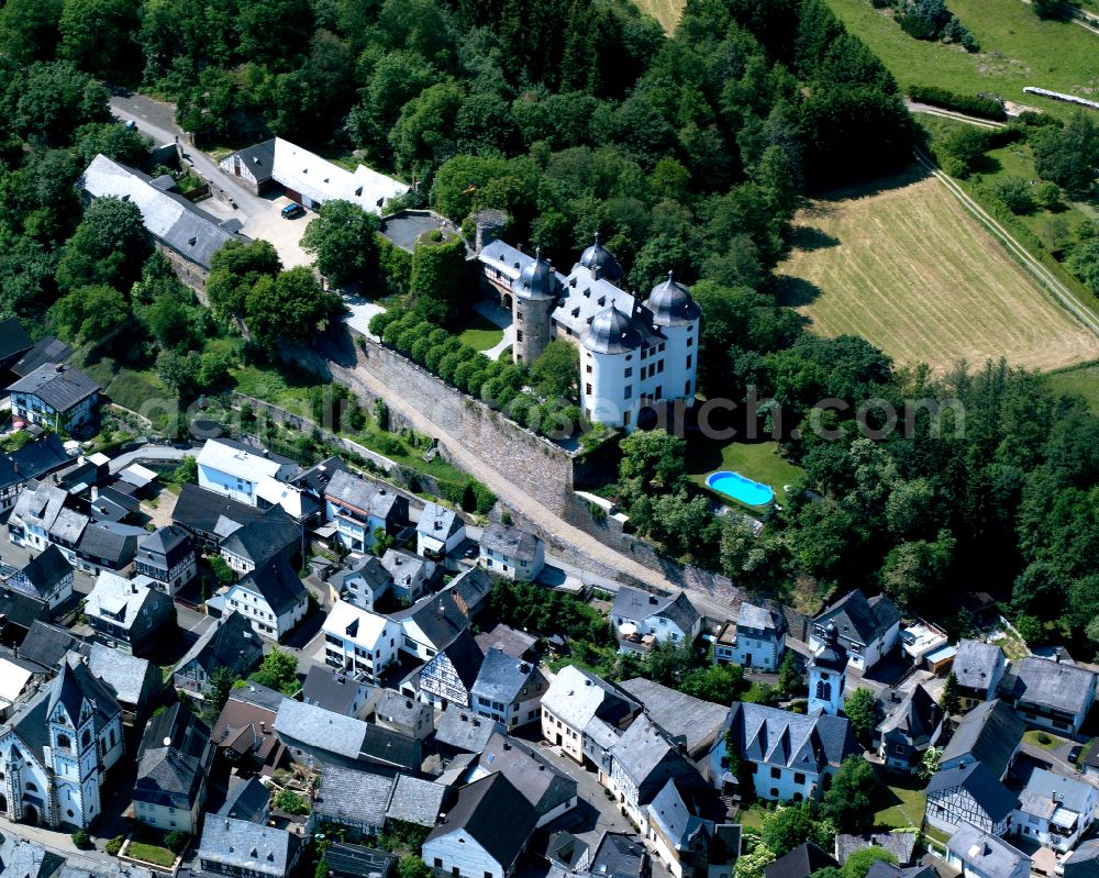 Aerial image Gemünden - Building complex in the park of the castle Gemuenden in Gemuenden in the state Rhineland-Palatinate, Germany