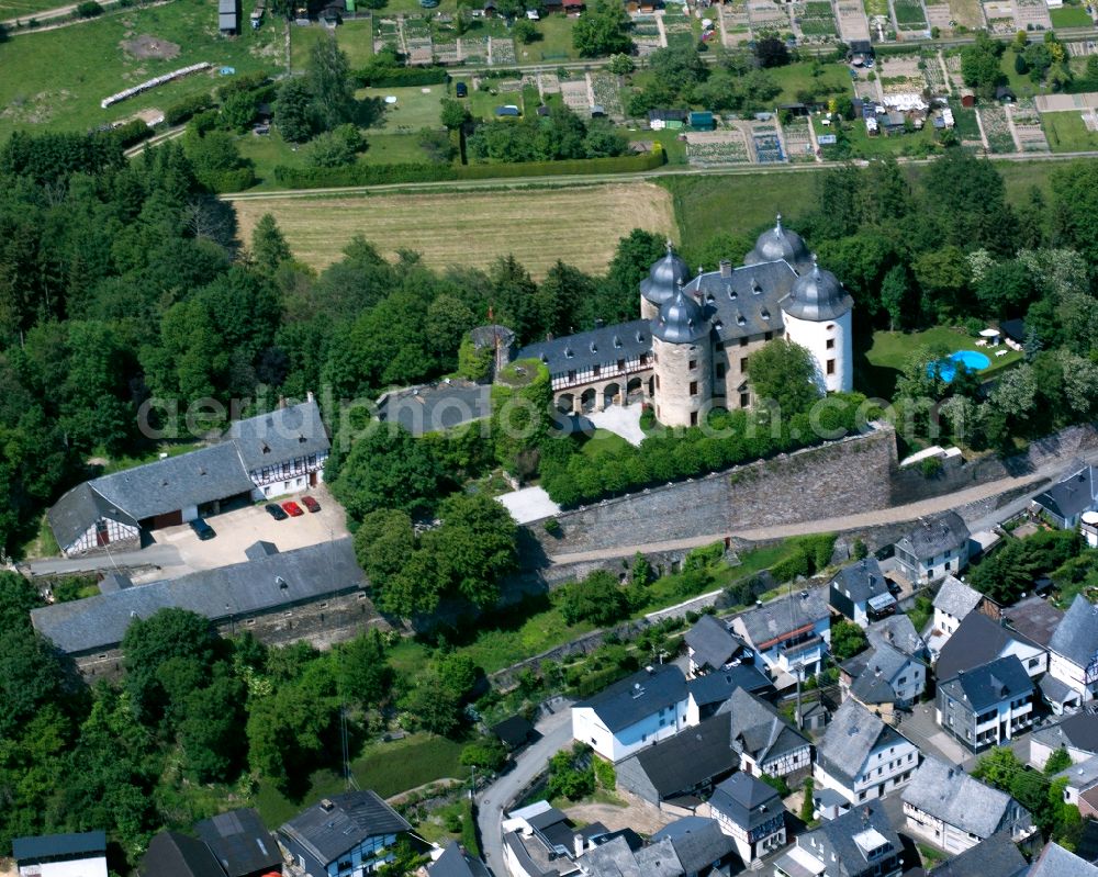 Aerial photograph Gemünden - Building complex in the park of the castle Gemuenden in Gemuenden in the state Rhineland-Palatinate, Germany