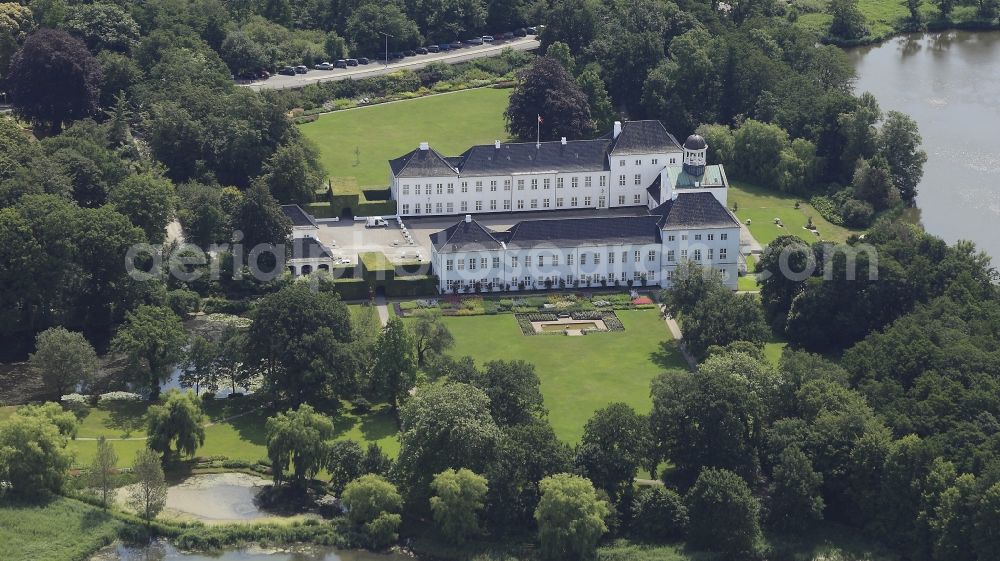 Aerial image Gråsten - Graasten Castle in Denmark. Castle Gravenstein is the summer residence of the Danish royal family
